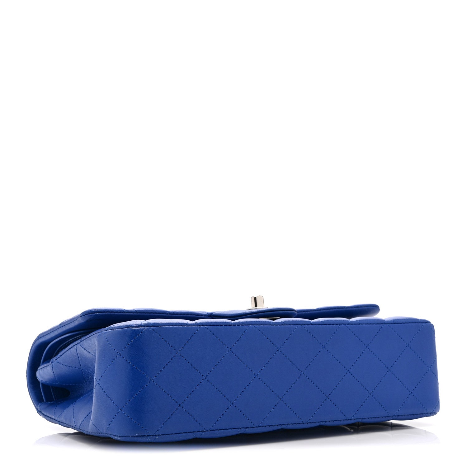 Lambskin Quilted Medium Double Flap Blue