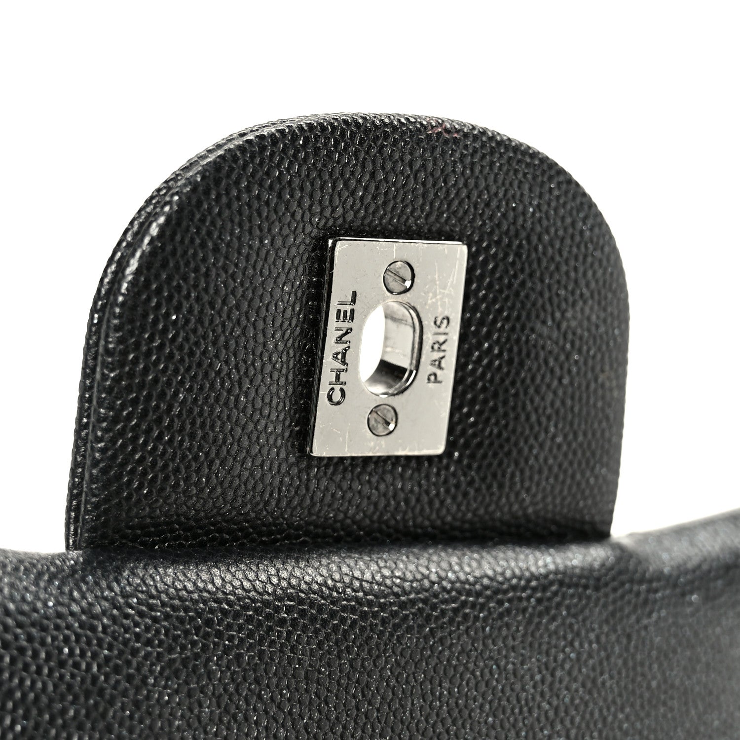 Iridescent Caviar Quilted Jumbo Double Flap Black