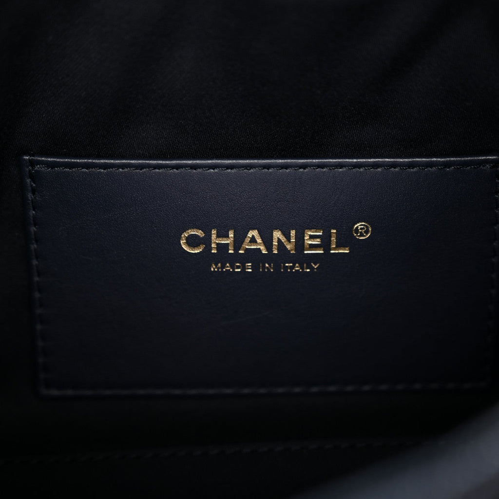 Denim Quilted Mini Chanel 25 Handbag Dark Blue