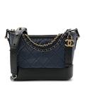 Aged Calfskin Quilted Small Gabrielle Hobo Navy Black