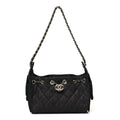 Denim Quilted Mini Chanel 25 Handbag Dark Blue
