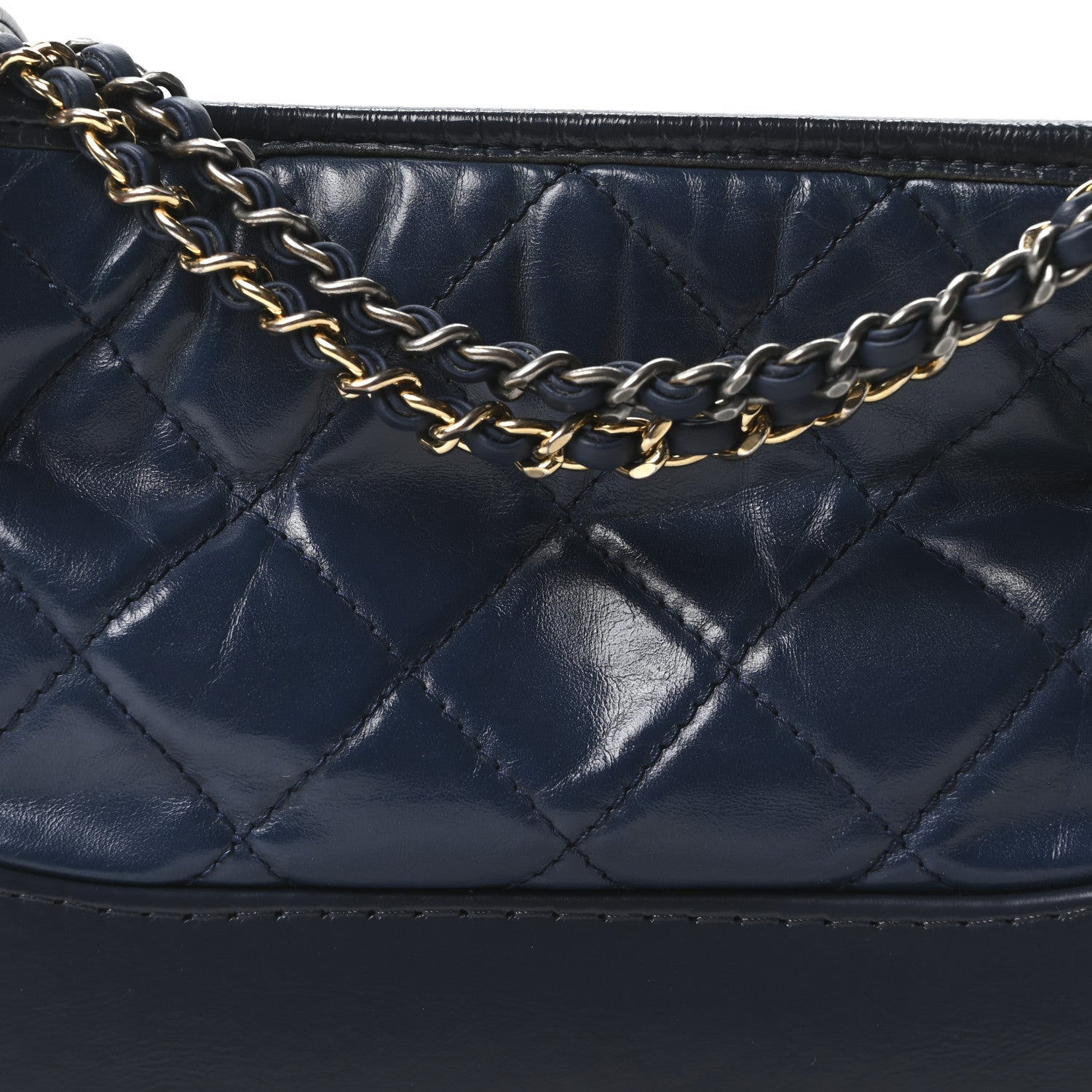 Aged Calfskin Quilted Small Gabrielle Hobo Navy