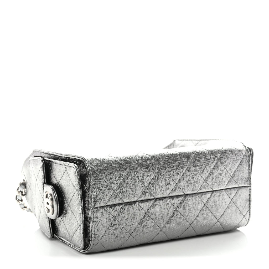 Metallic Caviar Quilted Mini Chanel 25 Handbag Anthracite
