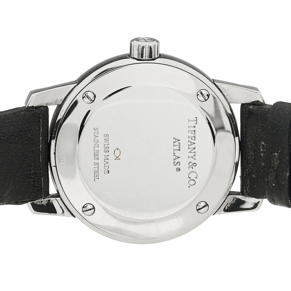 Stainless Steel Calfskin 29mm Atlas 2-Hand Quartz Watch Black