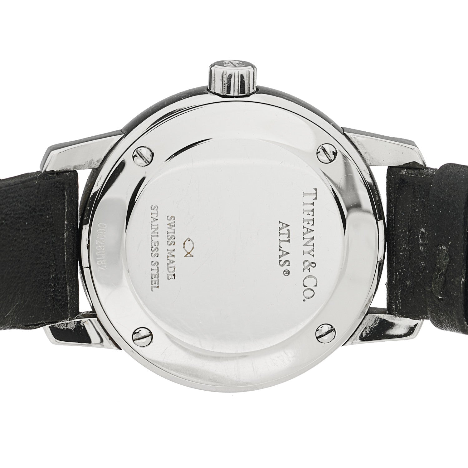 Stainless Steel Calfskin 29mm Atlas 2-Hand Quartz Watch Black