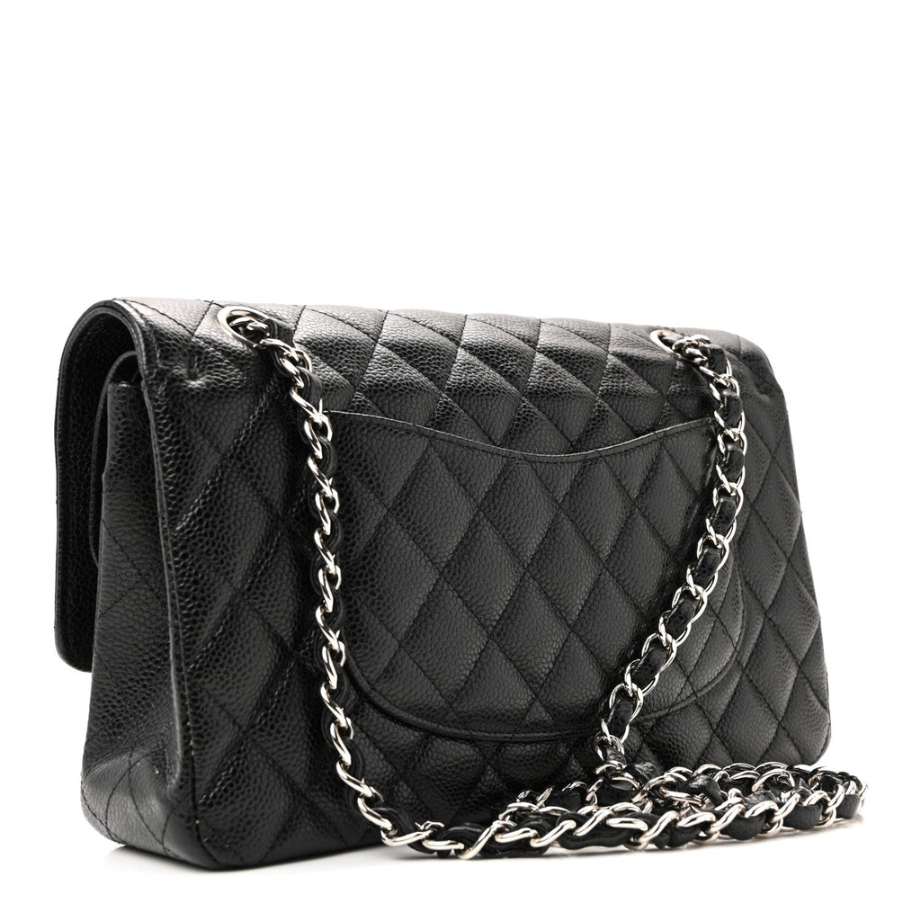 Caviar Quilted Medium Double Flap Black
