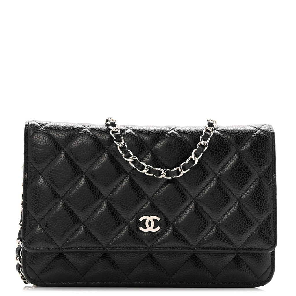 Caviar Quilted Wallet on Chain WOC Black