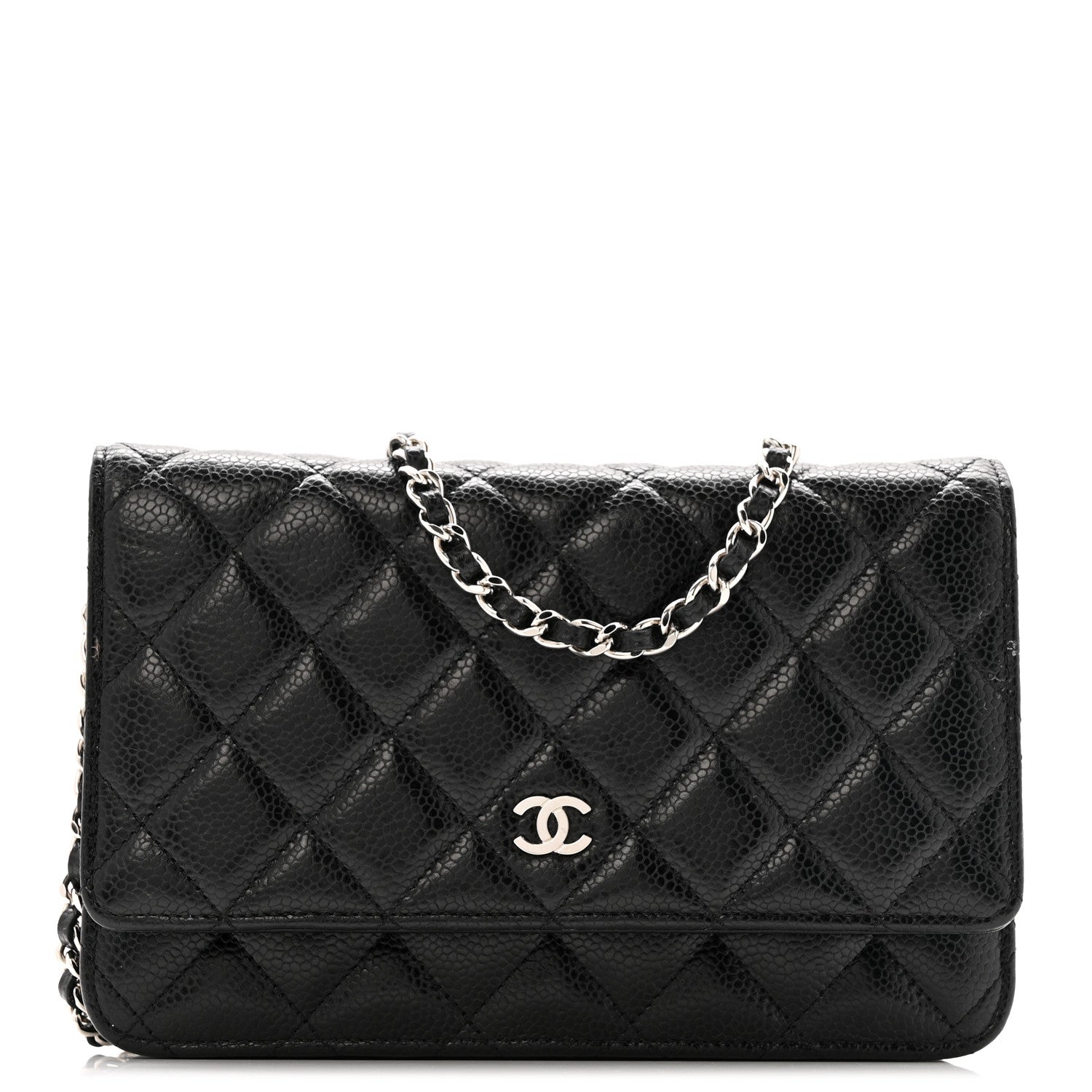 Caviar Quilted Wallet on Chain WOC Black