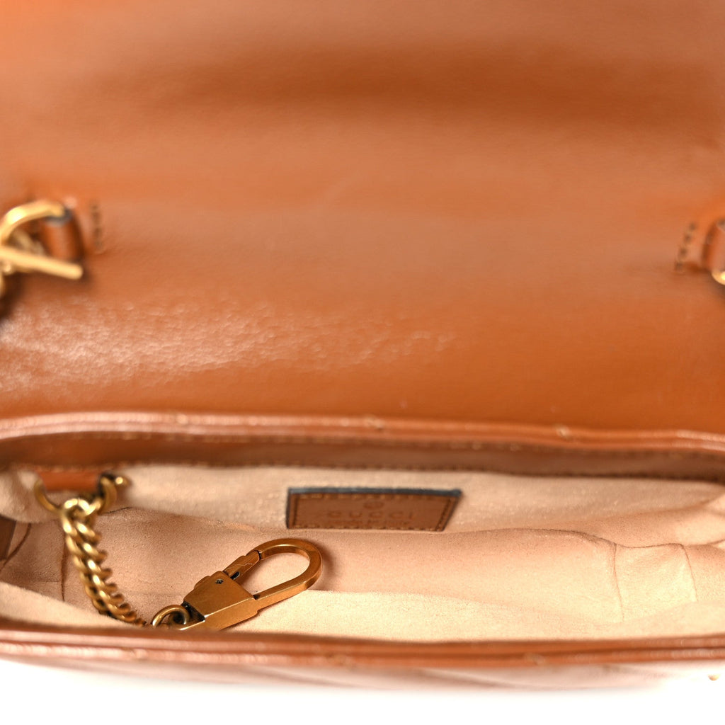 Azalea Calfskin Matelasse Diagonal Super Mini GG Marmont Shoulder Bag Cuir