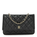 Caviar Quilted Wallet on Chain WOC Black