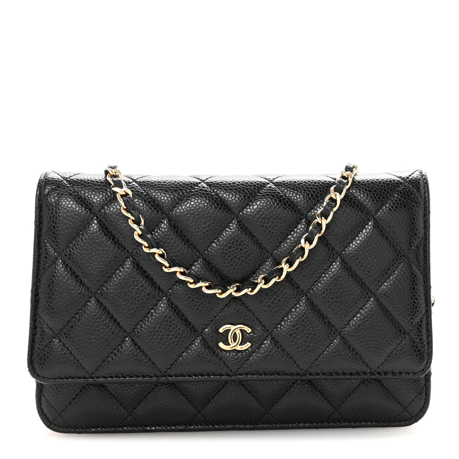 Caviar Quilted Wallet on Chain WOC Black