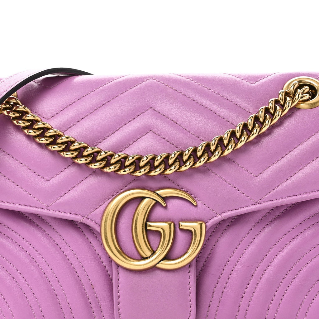 Calfskin Matelasse Small GG Marmont Shoulder Bag Candy Mousse