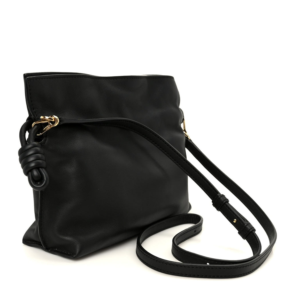 Calfskin Mini Flamenco Knot Clutch Black