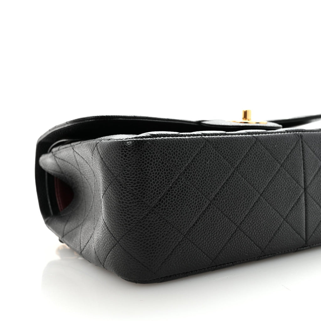 Caviar Quilted Jumbo Double Flap Black