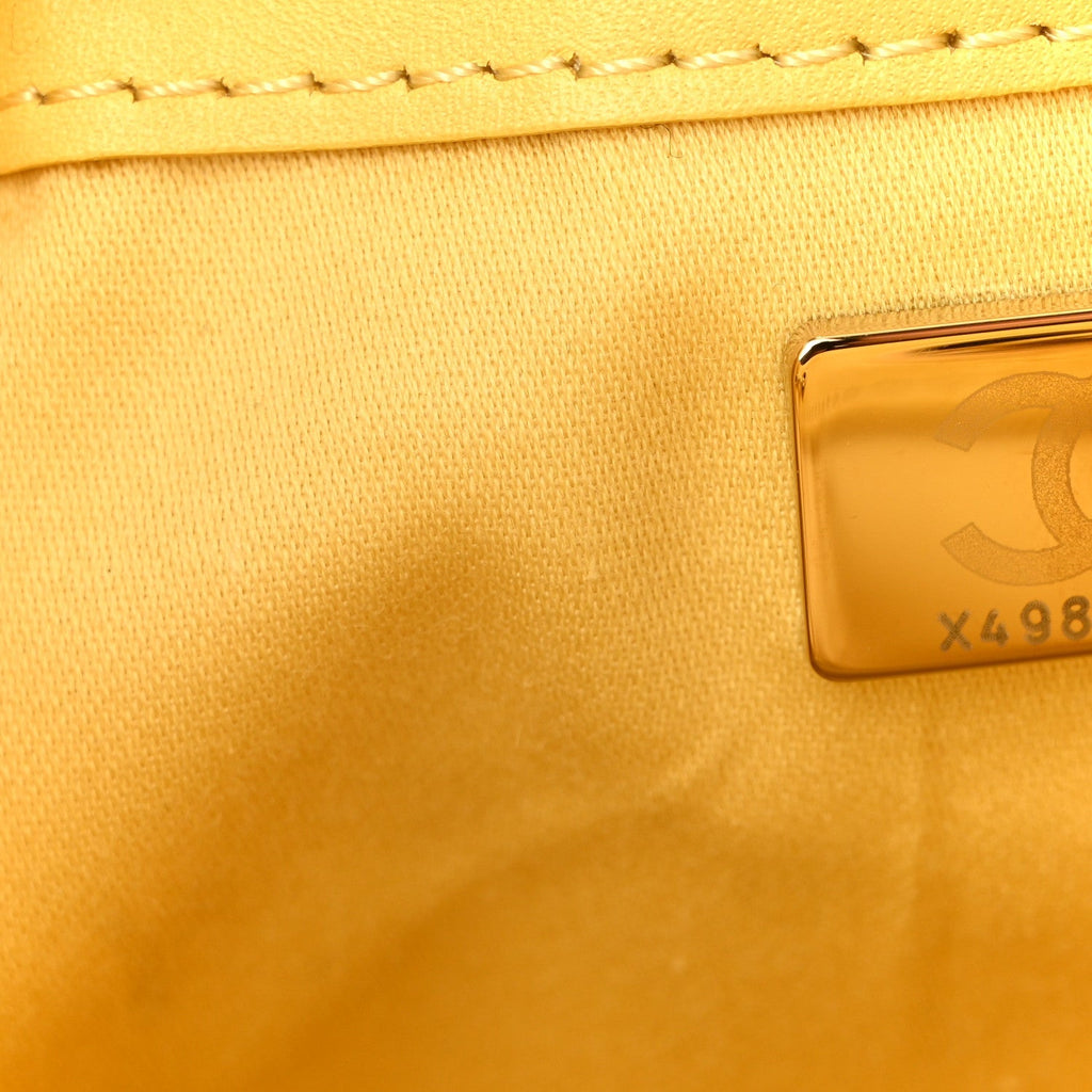 Suede Quilted Mini Chanel 25 Handbag Yellow