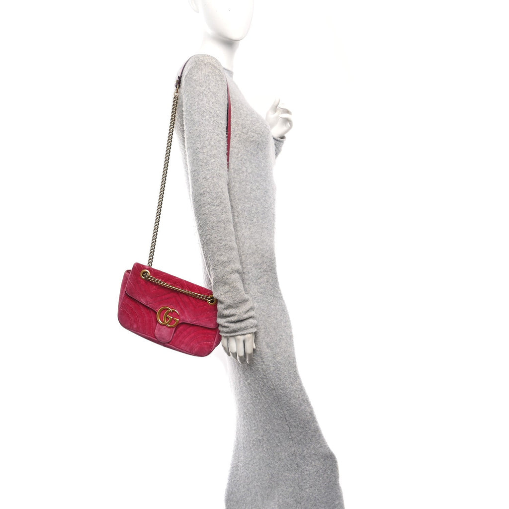 Velvet Matelasse Small GG Marmont Shoulder Bag Light Raspberry Rose