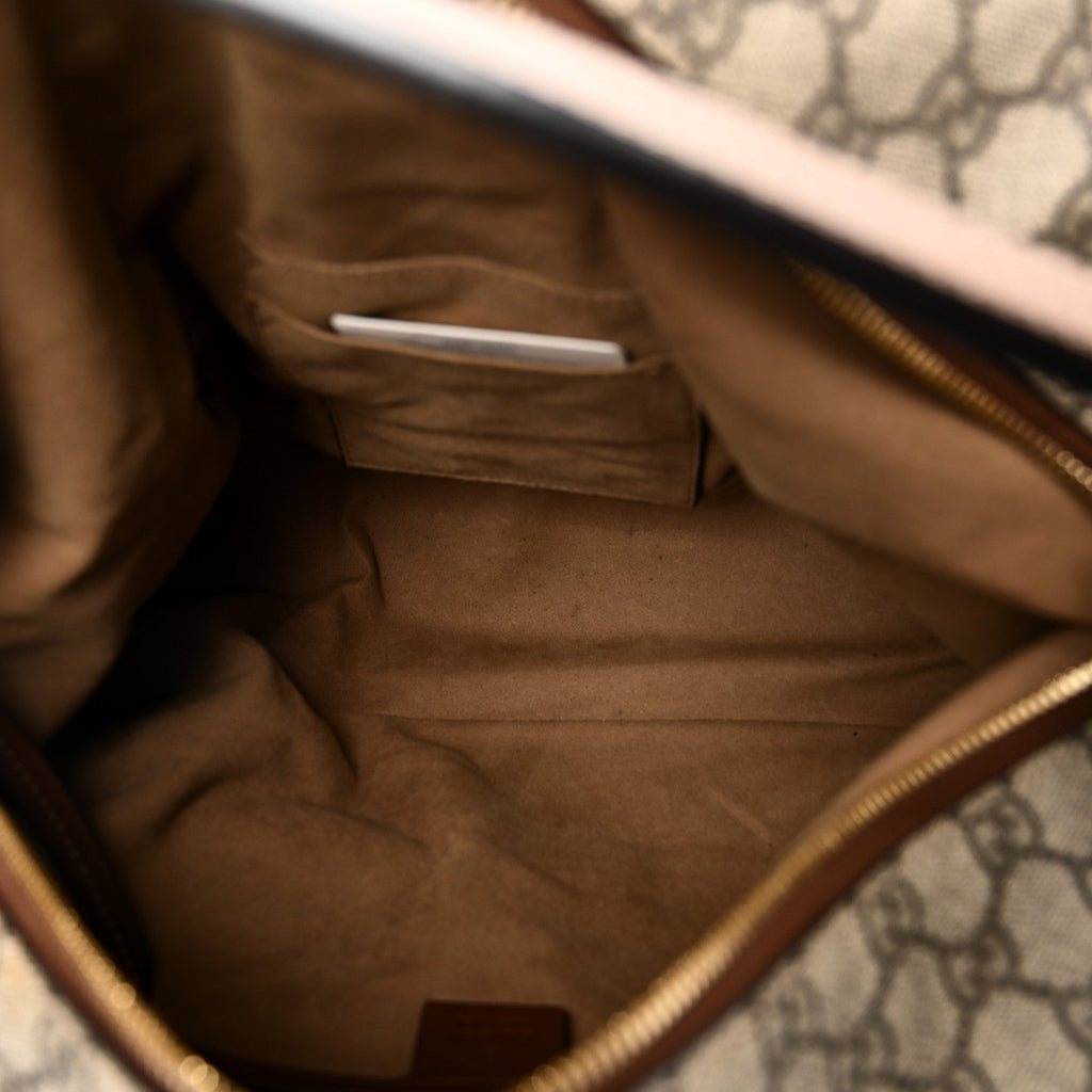 GG Supreme Monogram Large Linea A Hobo Light Brown