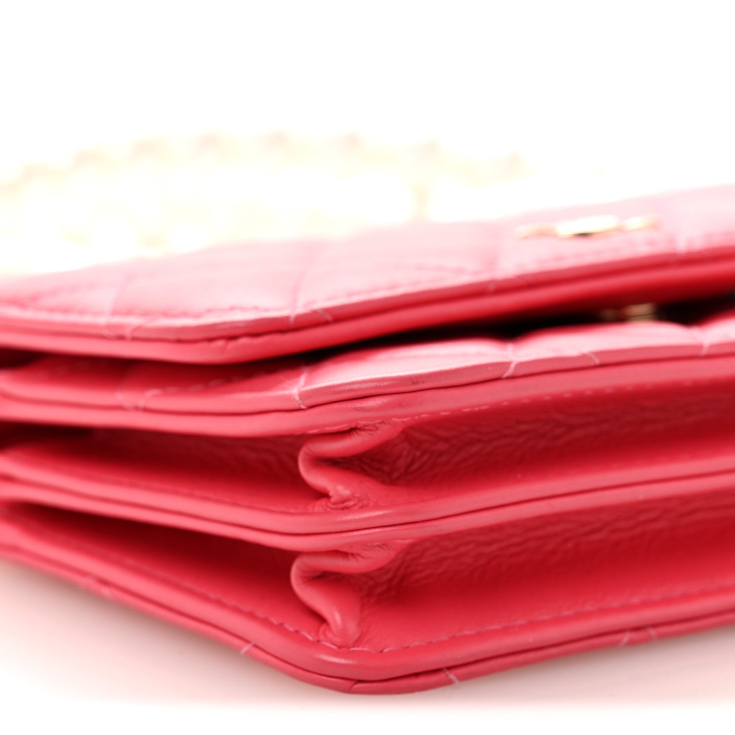 Calfskin Quilted Mini Maxi Pearls Wallet On Chain WOC Pink