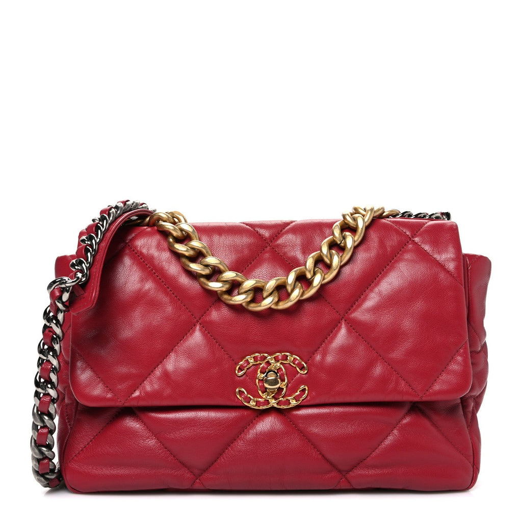 Lambskin Quilted Large Chanel 19 Flap Red