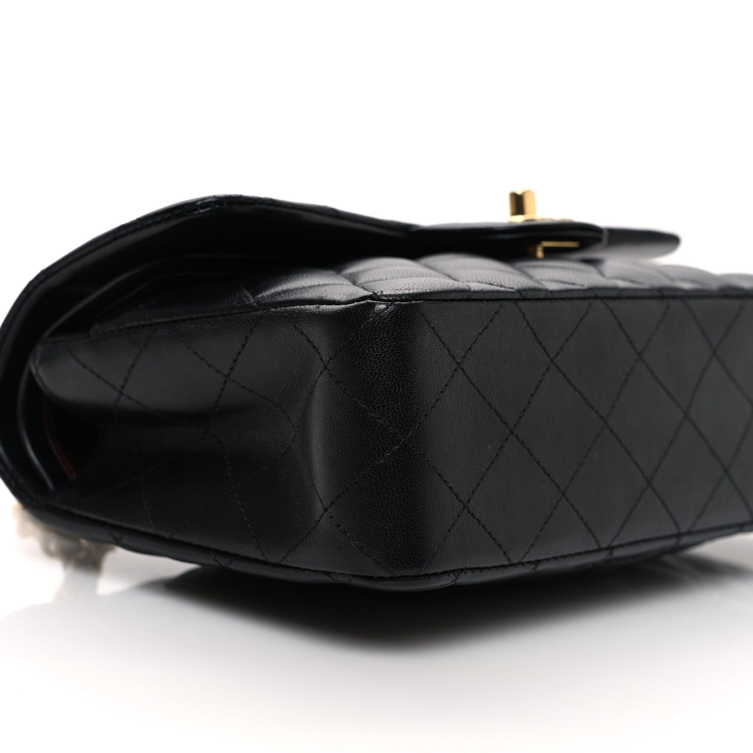 Lambskin Quilted Small Double Flap Black