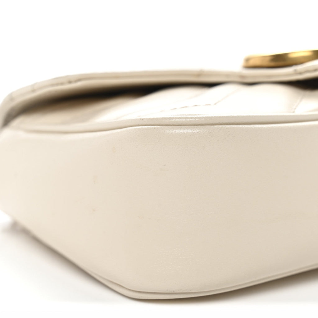 Calfskin Matelasse Super Mini GG Marmont Shoulder Bag White
