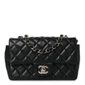 Lambskin Quilted Mini Rectangular Flap Black