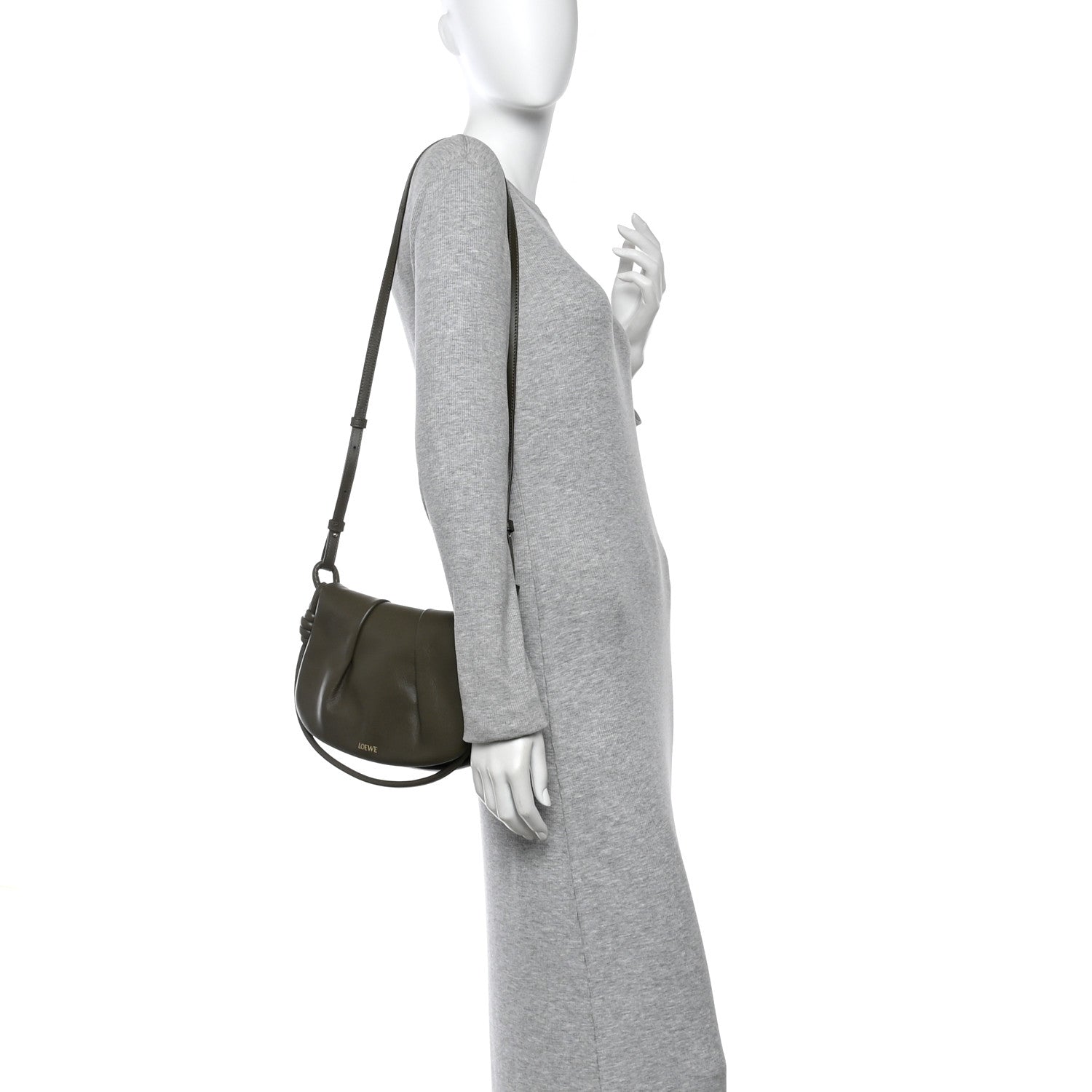 Shiny Nappa Calfskin Paseo Satchel Dark Khaki