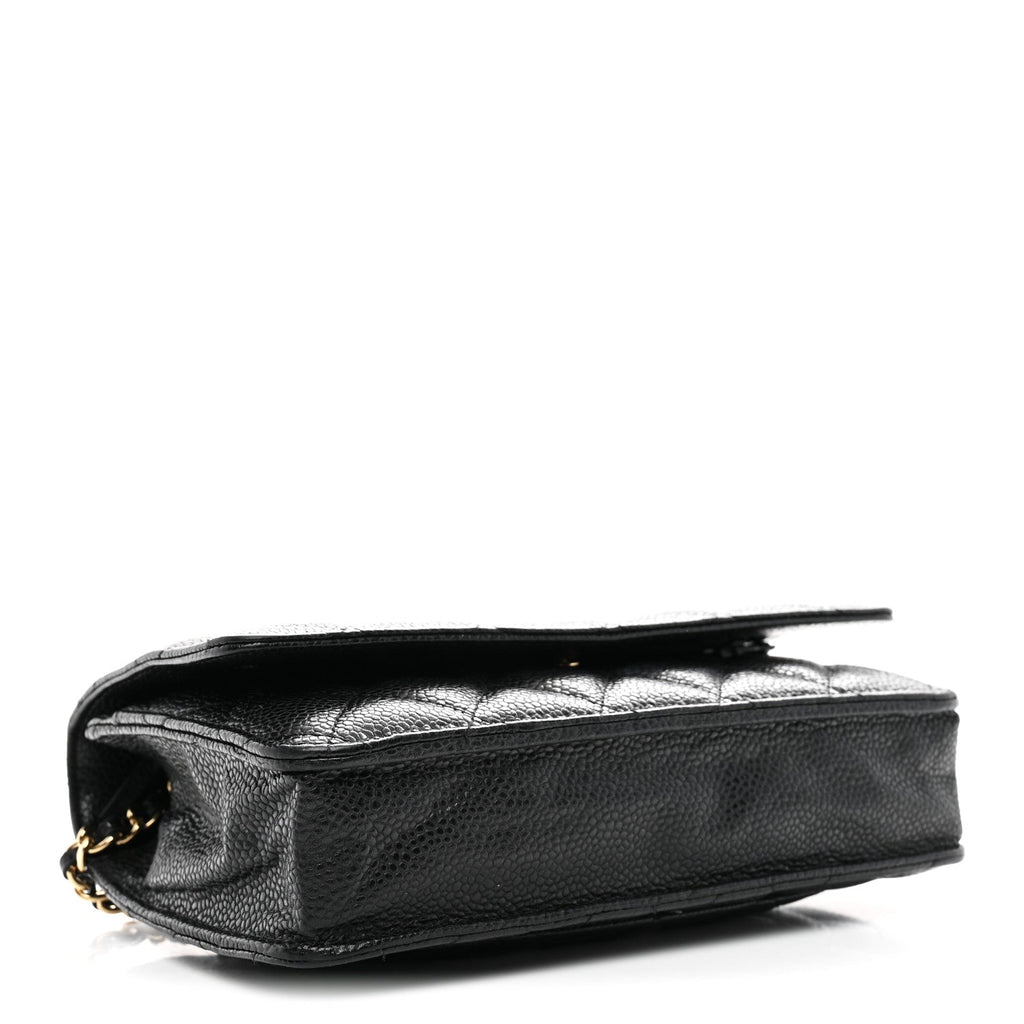 Caviar Quilted Wallet on Chain WOC Black