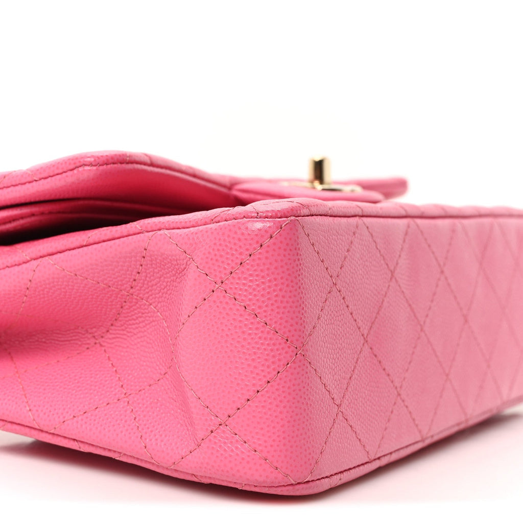 Caviar Quilted Small Double Flap Pink