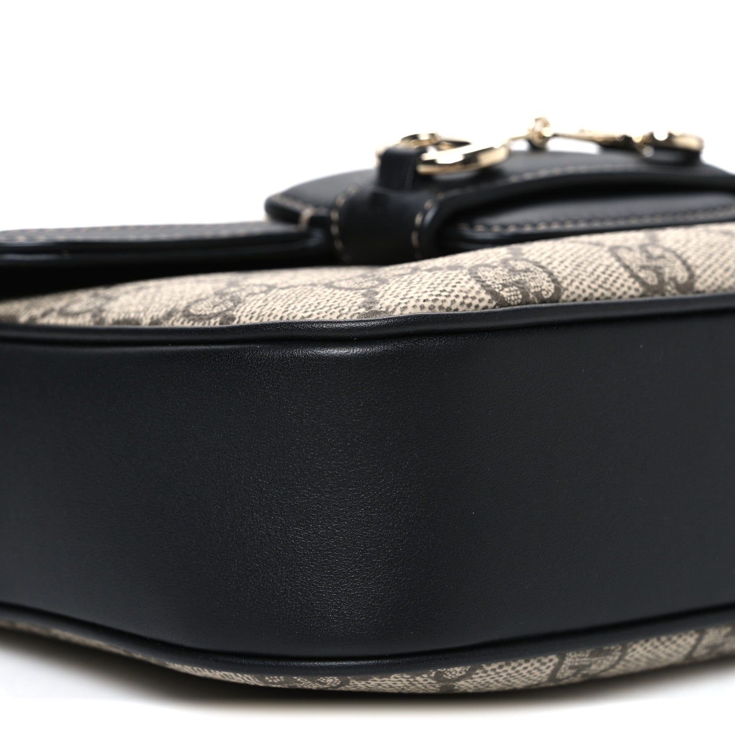 GG Supreme Monogram Horsebit 1955 Soft Small Shoulder Bag Beige Black
