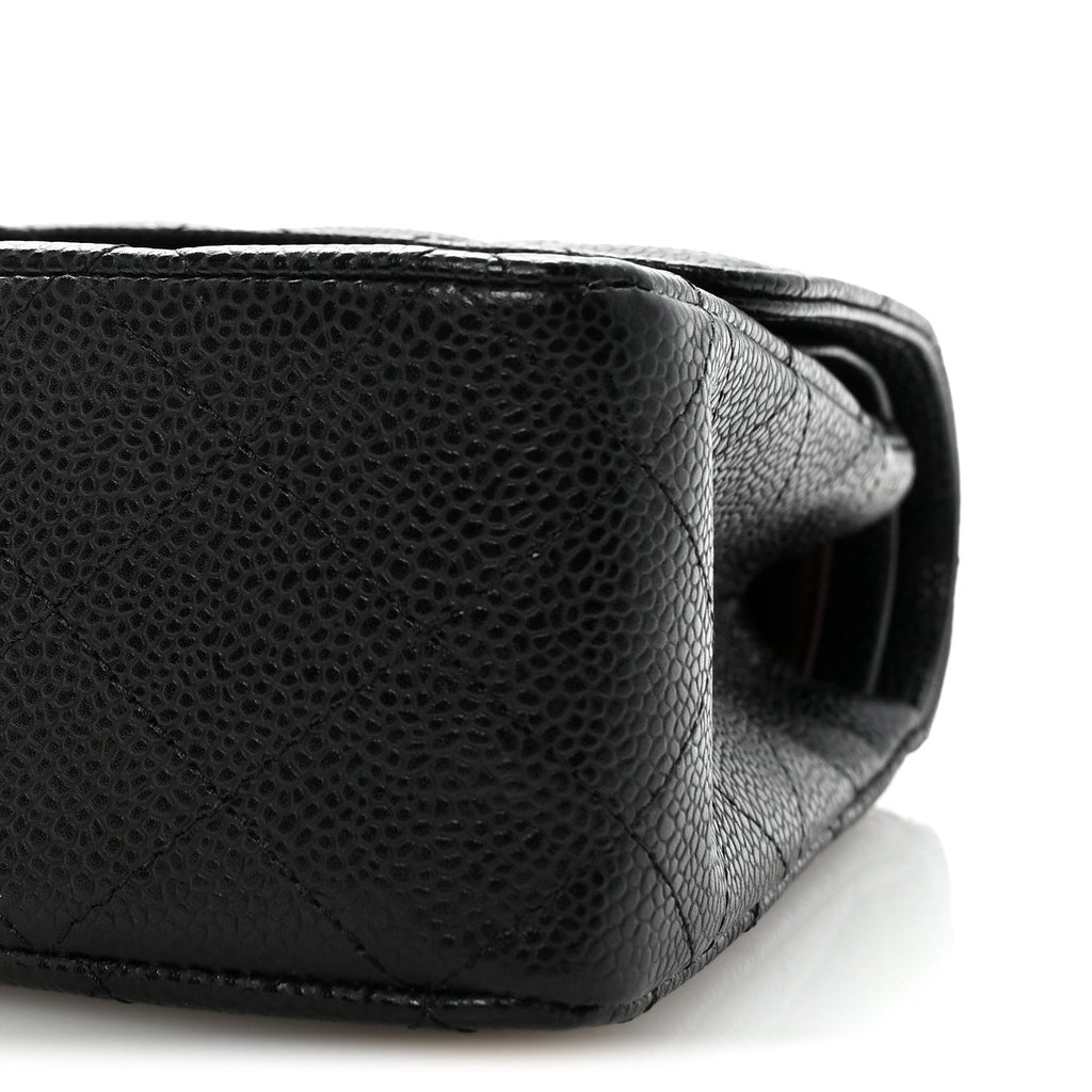 Caviar Quilted Medium Double Flap Black