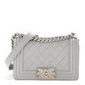 Lambskin Quilted Small Boy Flap Grey