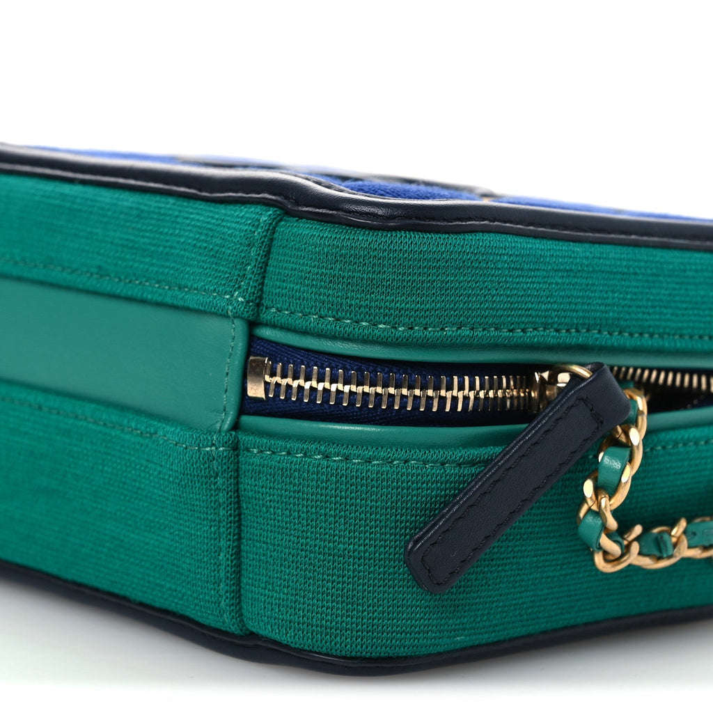 Jersey Quilted Small CC Filigree Vanity Case Blue Green