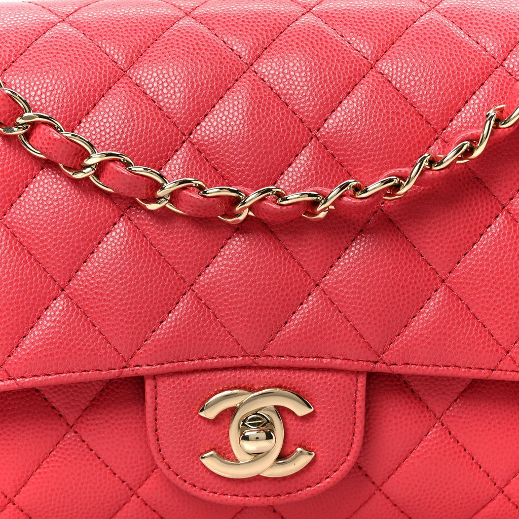 Caviar Quilted Medium Double Flap Dark Pink