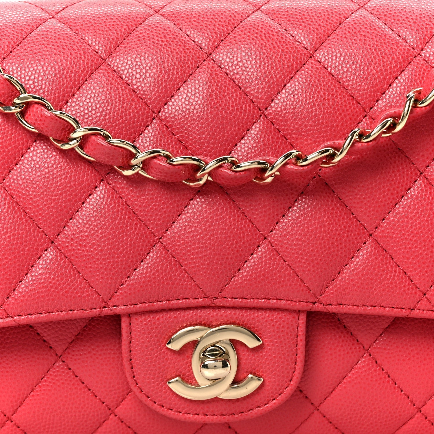 Caviar Quilted Medium Double Flap Dark Pink