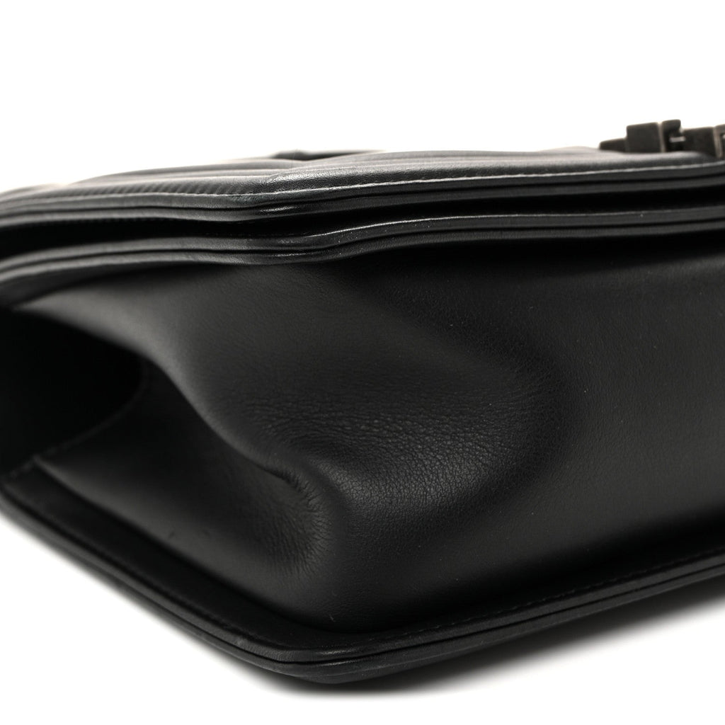 Calfskin Quilted Medium Boy Flap Black