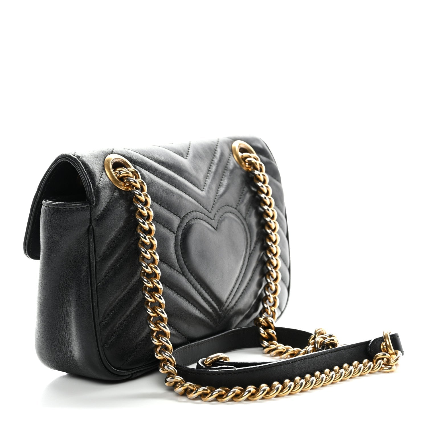 Calfskin Matelasse Mini GG Marmont Shoulder Bag Black