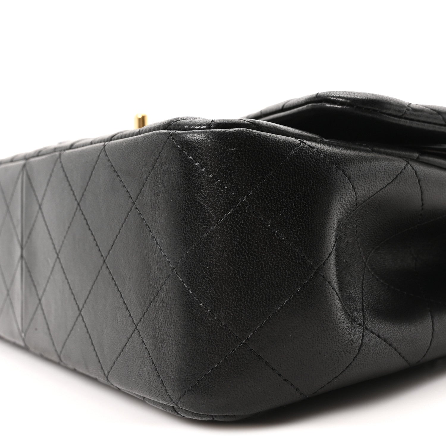 Lambskin Quilted Jumbo Double Flap Black
