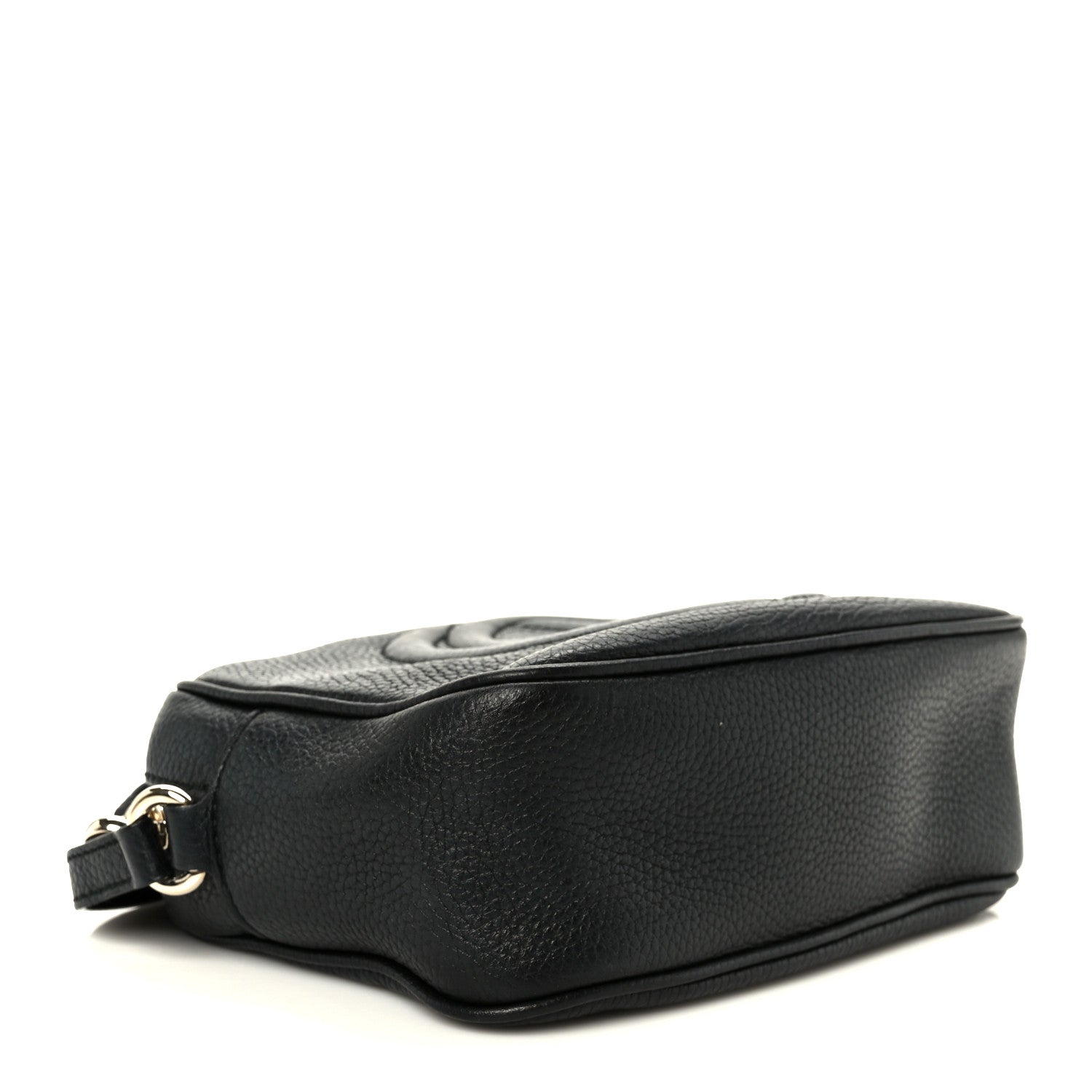 Pebbled Calfskin Small Soho Disco Bag Black
