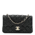 Lambskin Quilted Mini Rectangular Flap Black