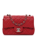 Lambskin Quilted Mini Rectangular Flap Red