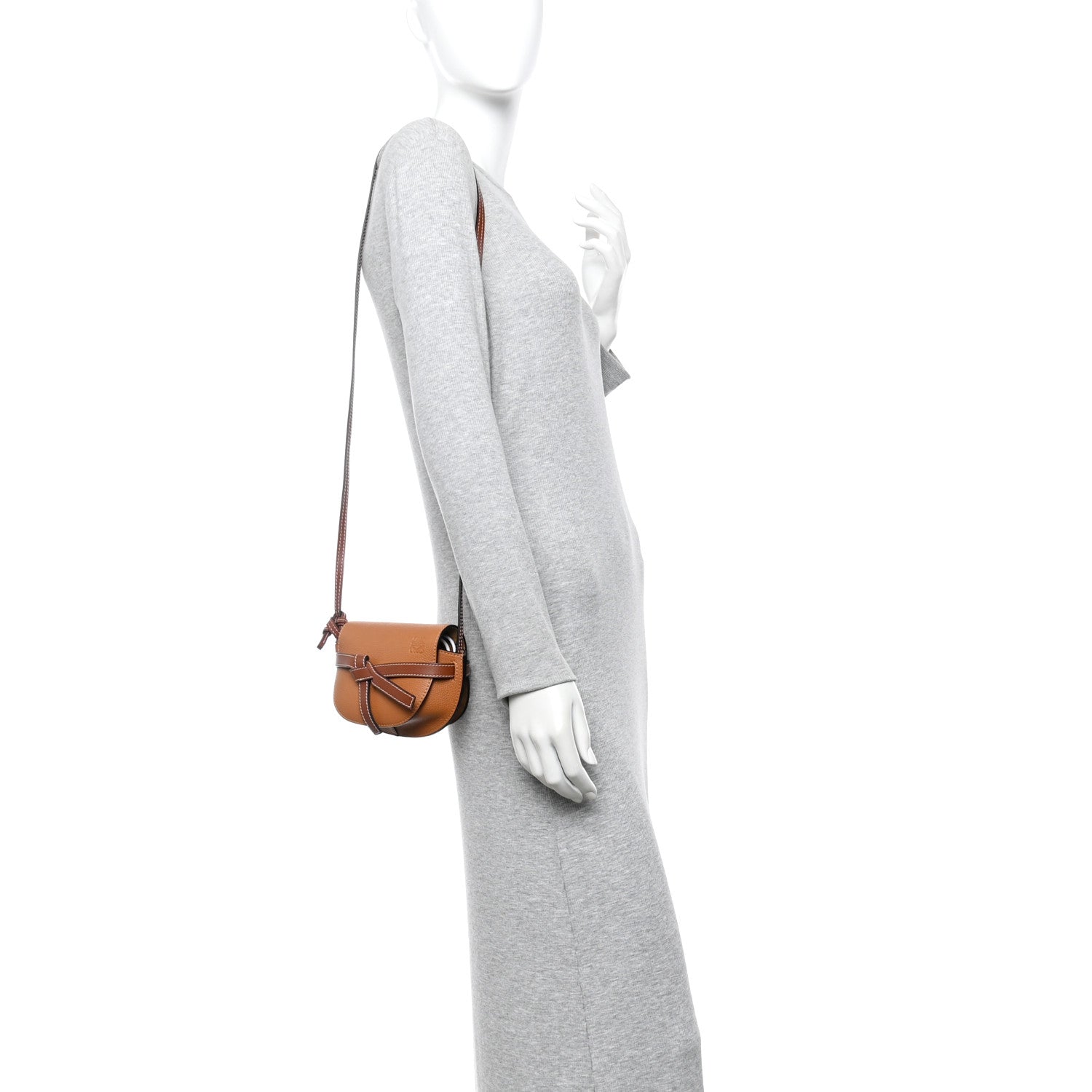 Grained Calfskin Mini Gate Crossbody Bag Caramel Pecan