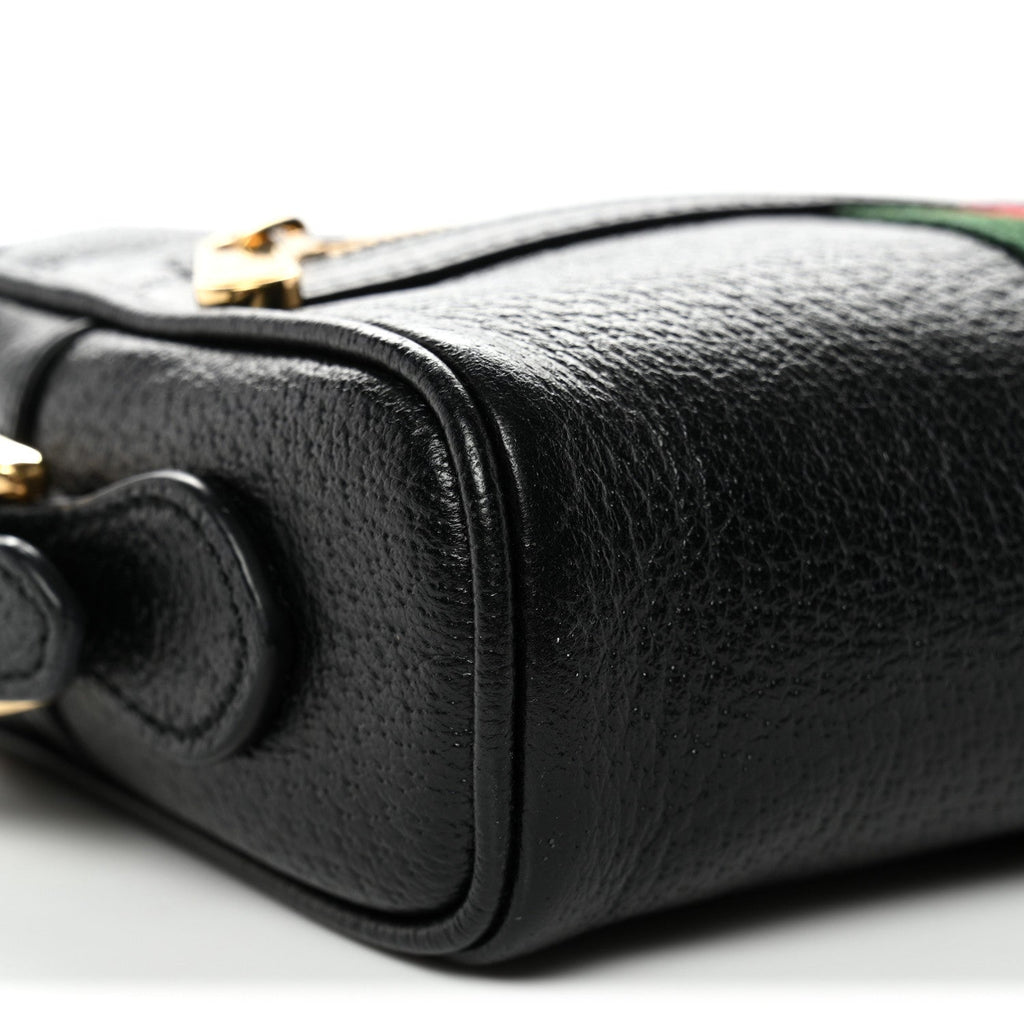 Calfskin Web Mini Ophidia Shoulder Bag Black