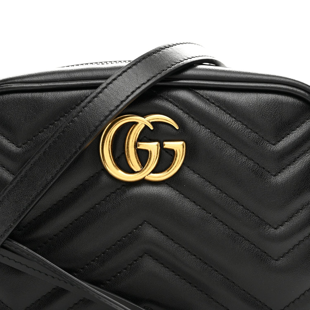 Calfskin Matelasse Mini GG Marmont Chain Shoulder Bag Black