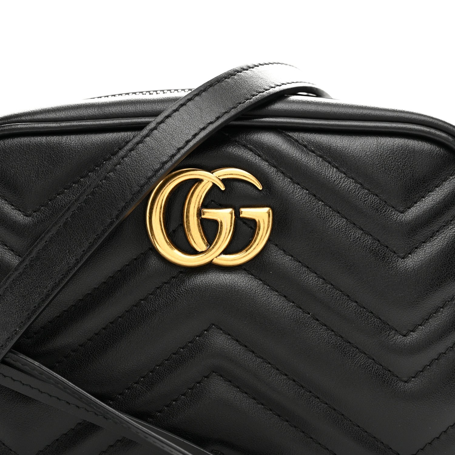 Calfskin Matelasse Mini GG Marmont Chain Shoulder Bag Black