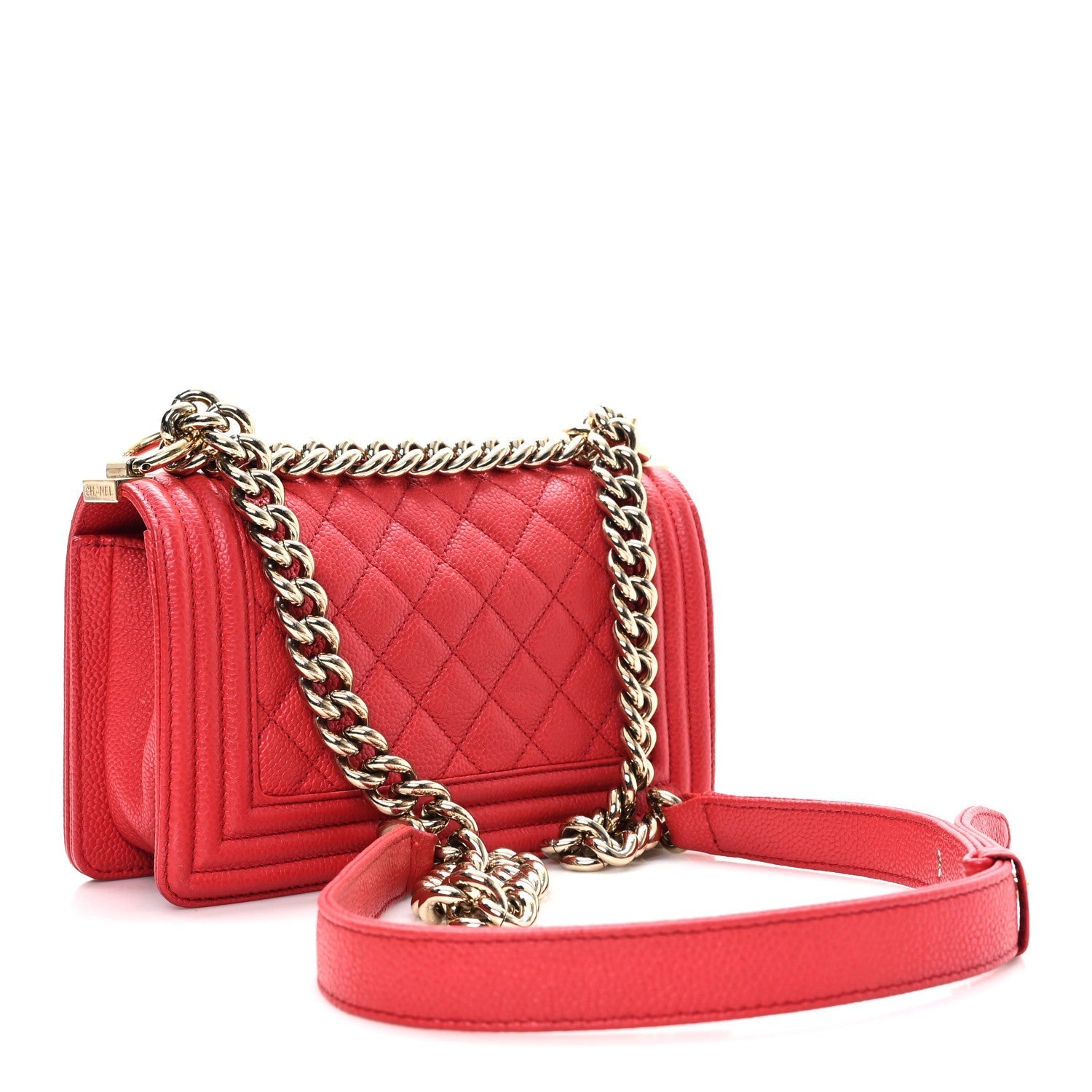 Caviar Quilted Small Boy Flap Red