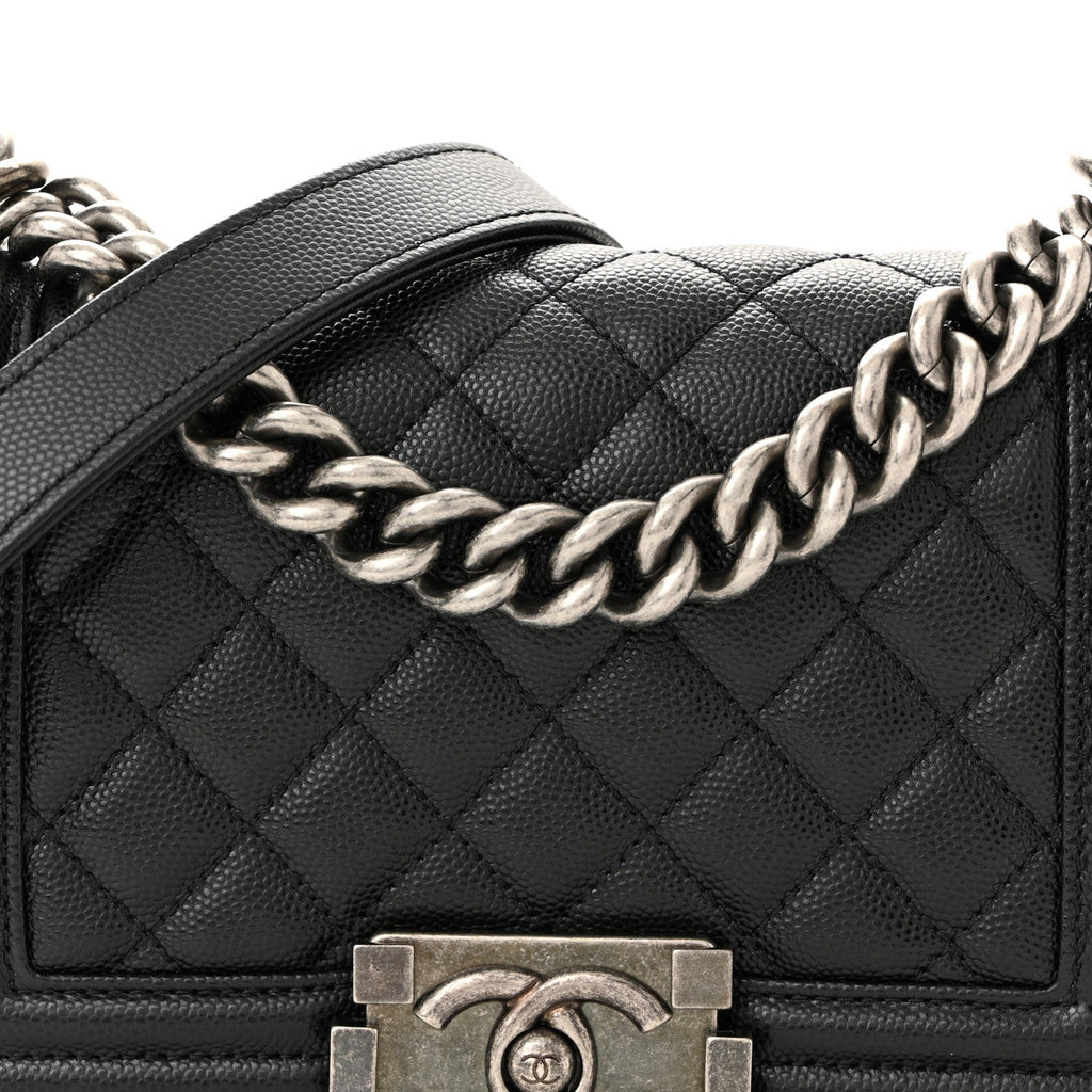 Caviar Quilted Small Boy Flap Black