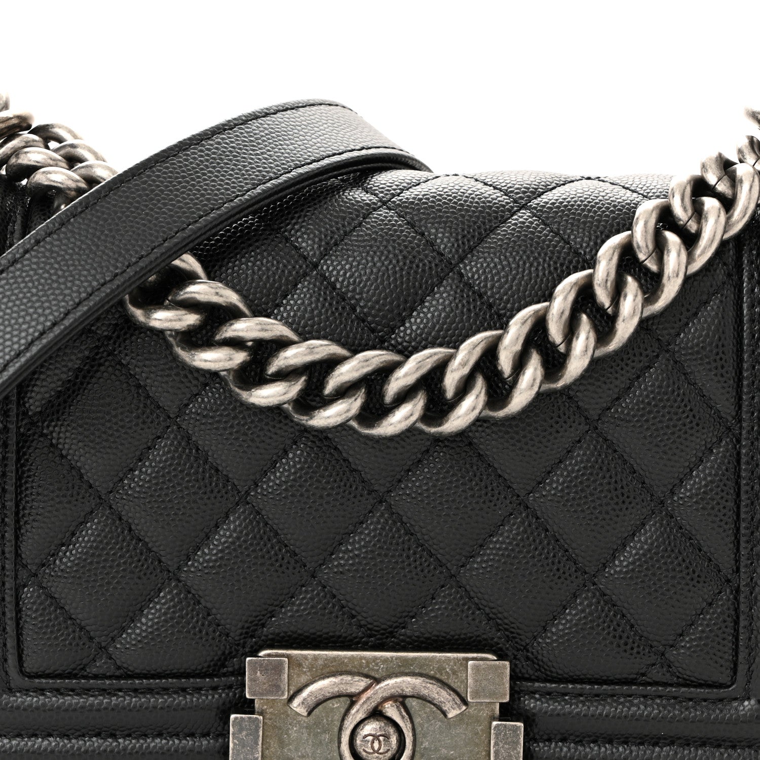 Caviar Quilted Small Boy Flap Black