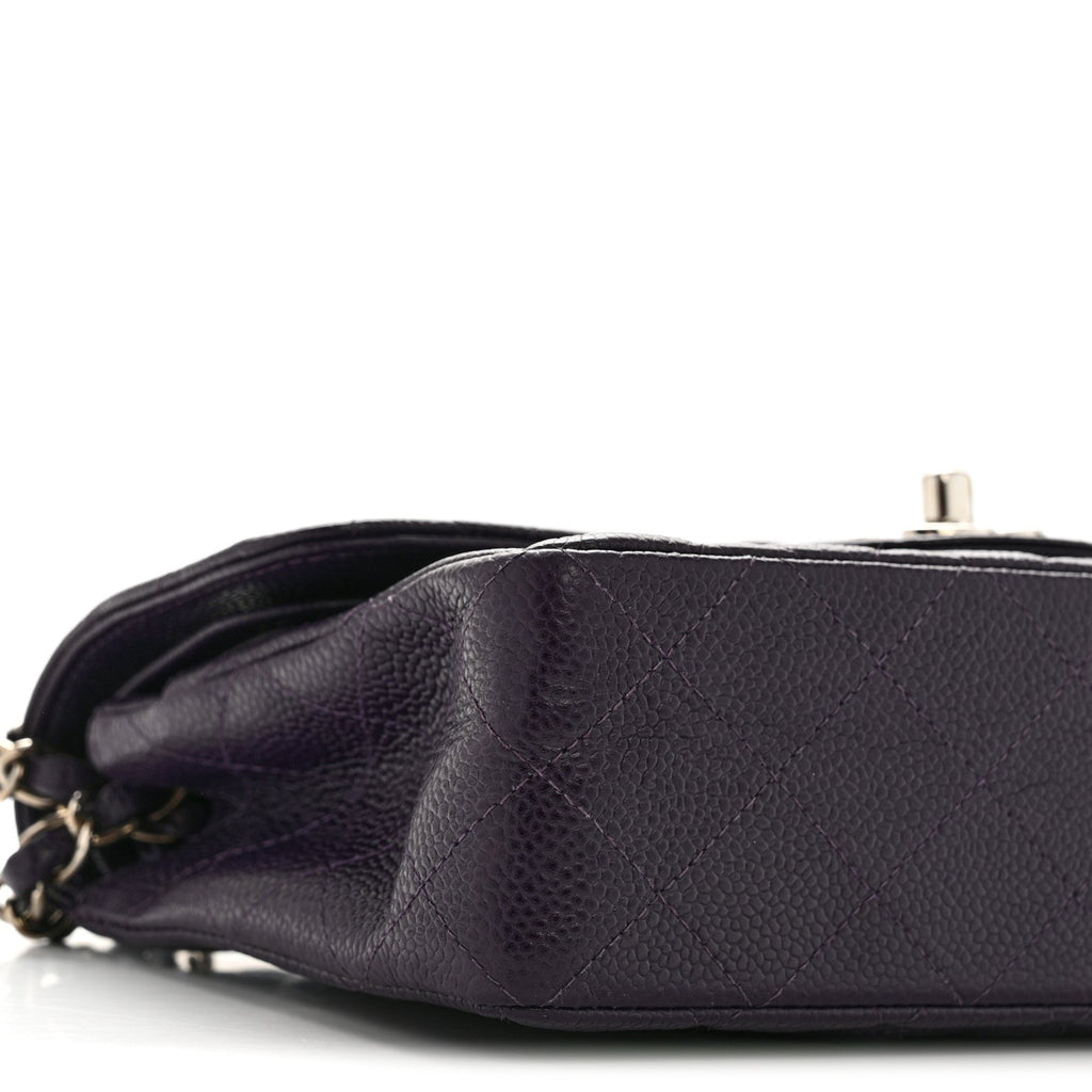 Caviar Quilted Small Double Flap Dark Purple