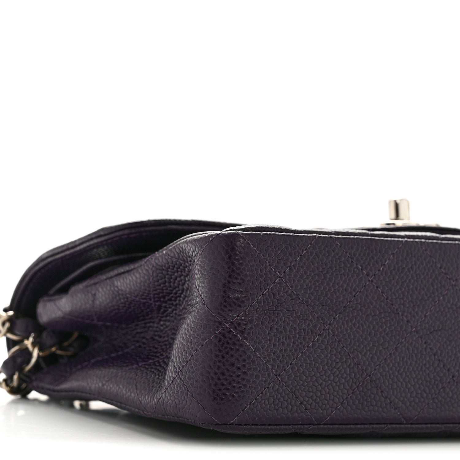 Caviar Quilted Small Double Flap Dark Purple